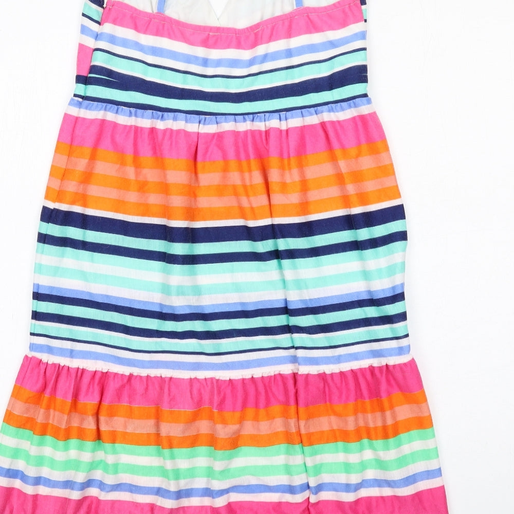 Utam Boutique Womens Multicoloured Striped Viscose Tank Dress Size 10 V-Neck Zip
