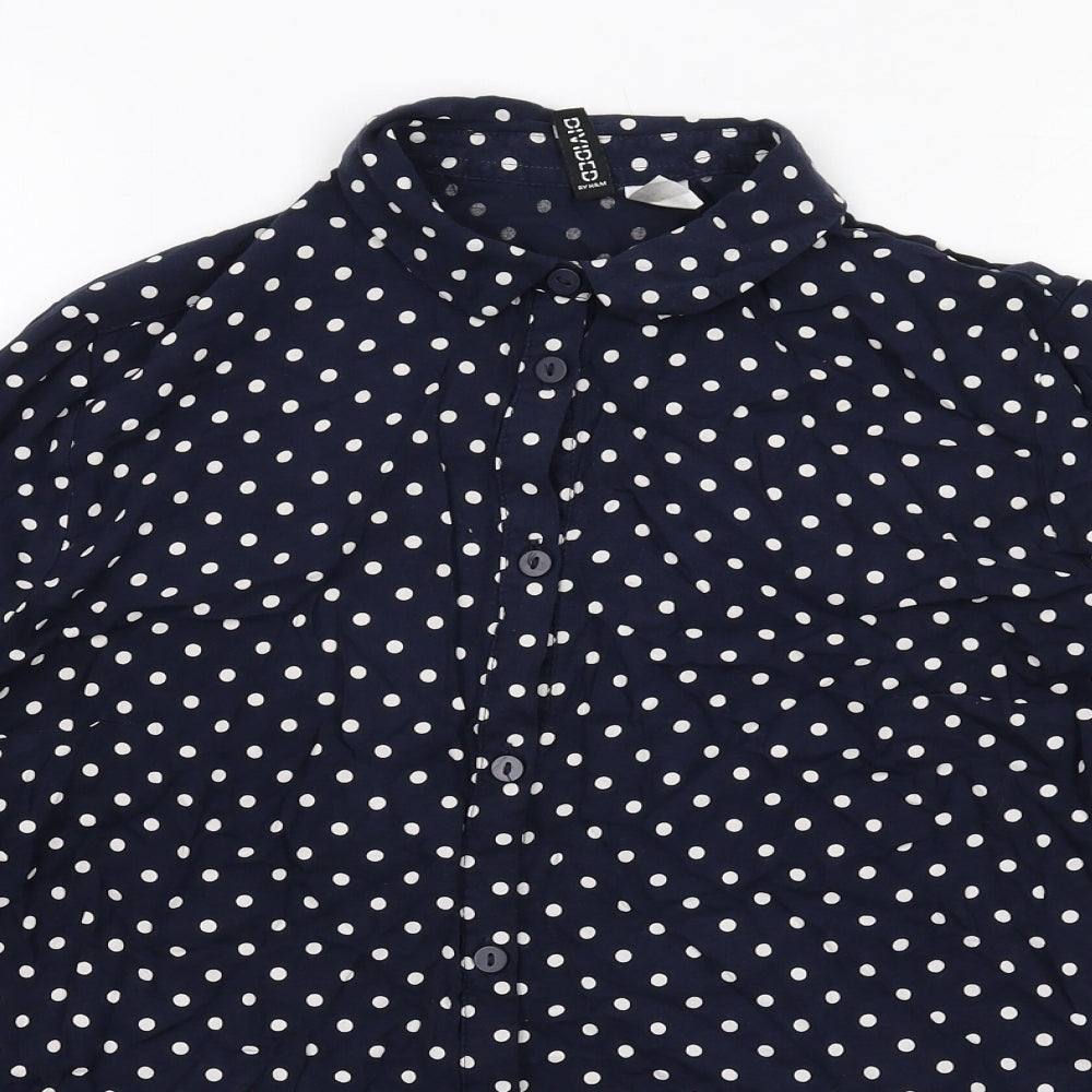 Womens UK Size 8 H&M Blue Basic Button-Up