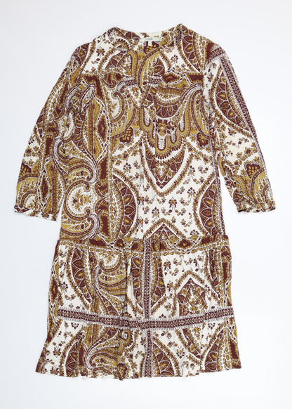 NEXT Womens Multicoloured Geometric Viscose Kaftan Size 12 V-Neck Pullover