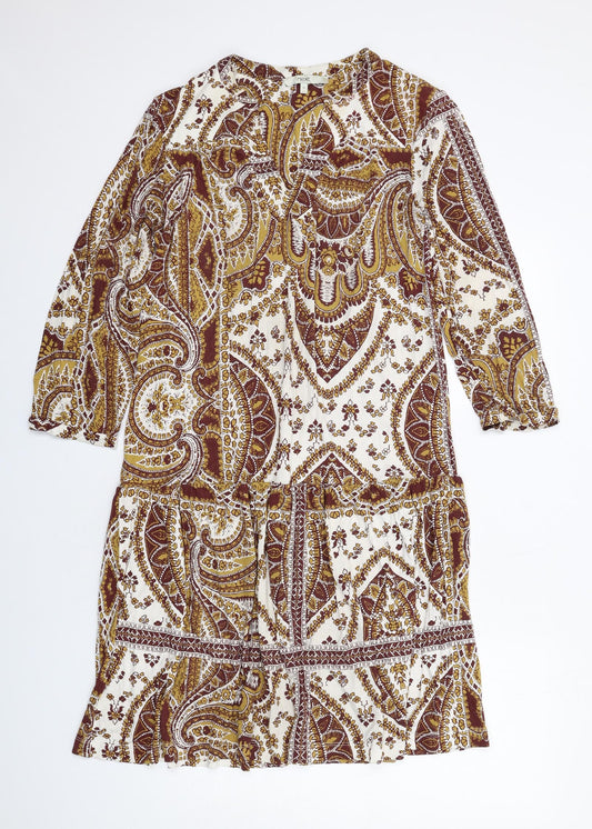 NEXT Womens Multicoloured Geometric Viscose Kaftan Size 12 V-Neck Pullover