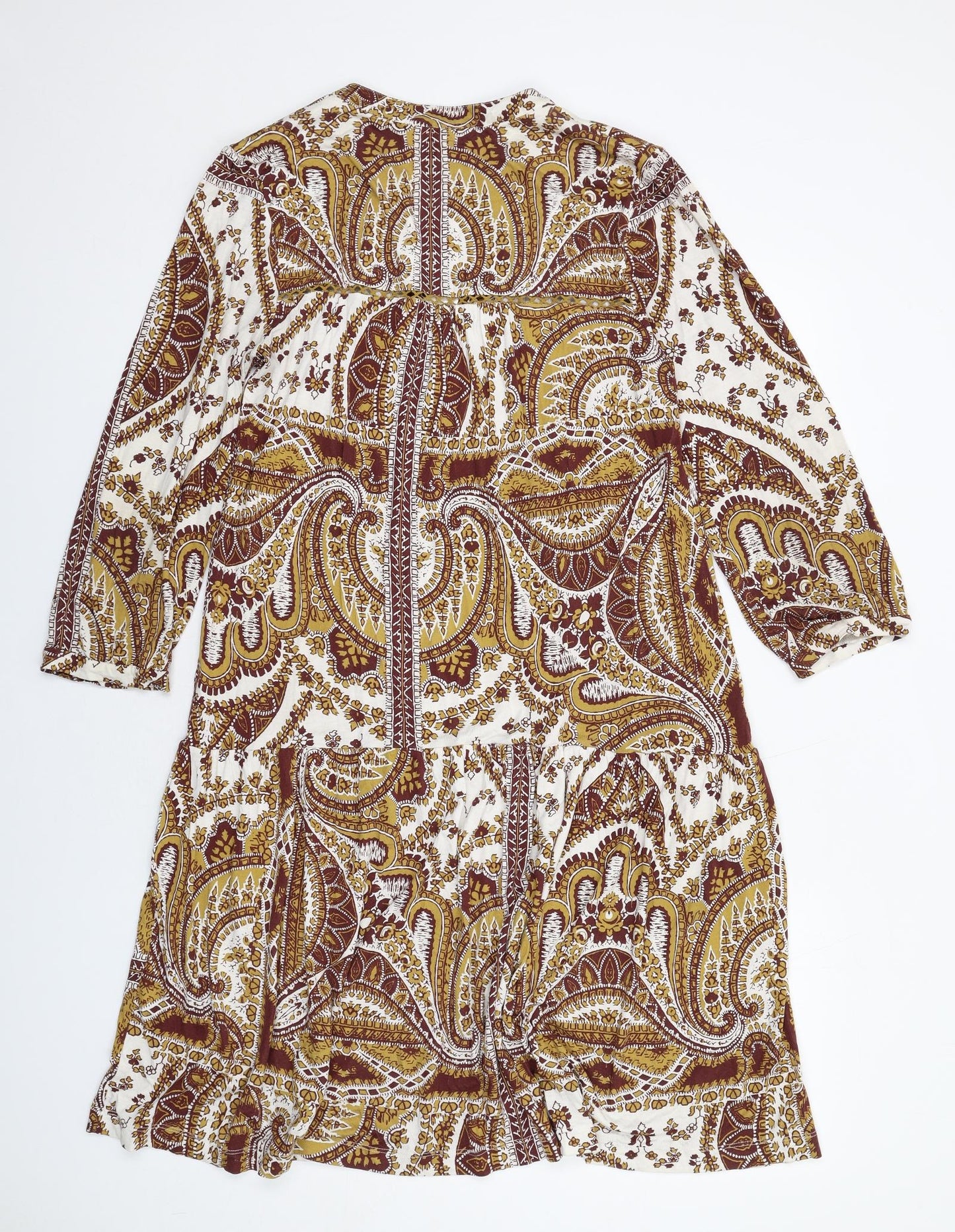 NEXT Womens Multicoloured Geometric Viscose Kaftan Size 12 V-Neck Pullover