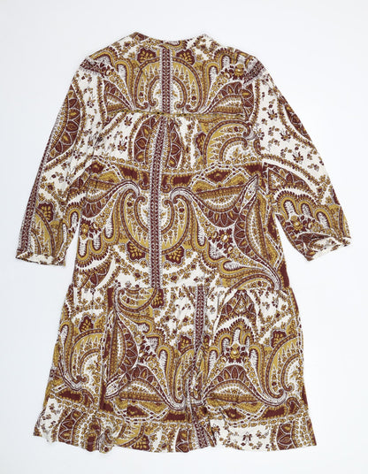 NEXT Womens Multicoloured Geometric Viscose Kaftan Size 12 V-Neck Pullover