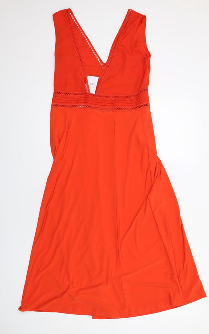 NEXT Womens Red Polyester Trapeze & Swing Size 10 V-Neck Zip