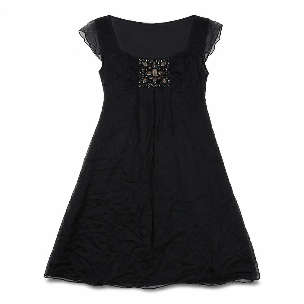 Autograph Womens Black Silk Shift Size 10 Round Neck Zip