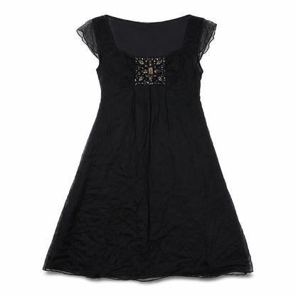 Autograph Womens Black Silk Shift Size 10 Round Neck Zip