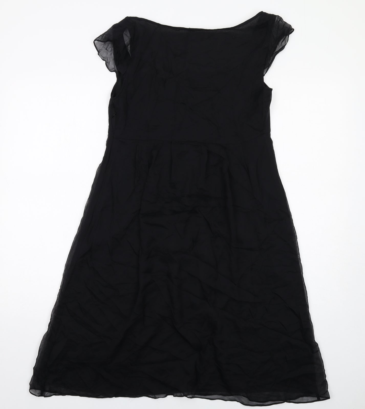 Autograph Womens Black Silk Shift Size 10 Round Neck Zip