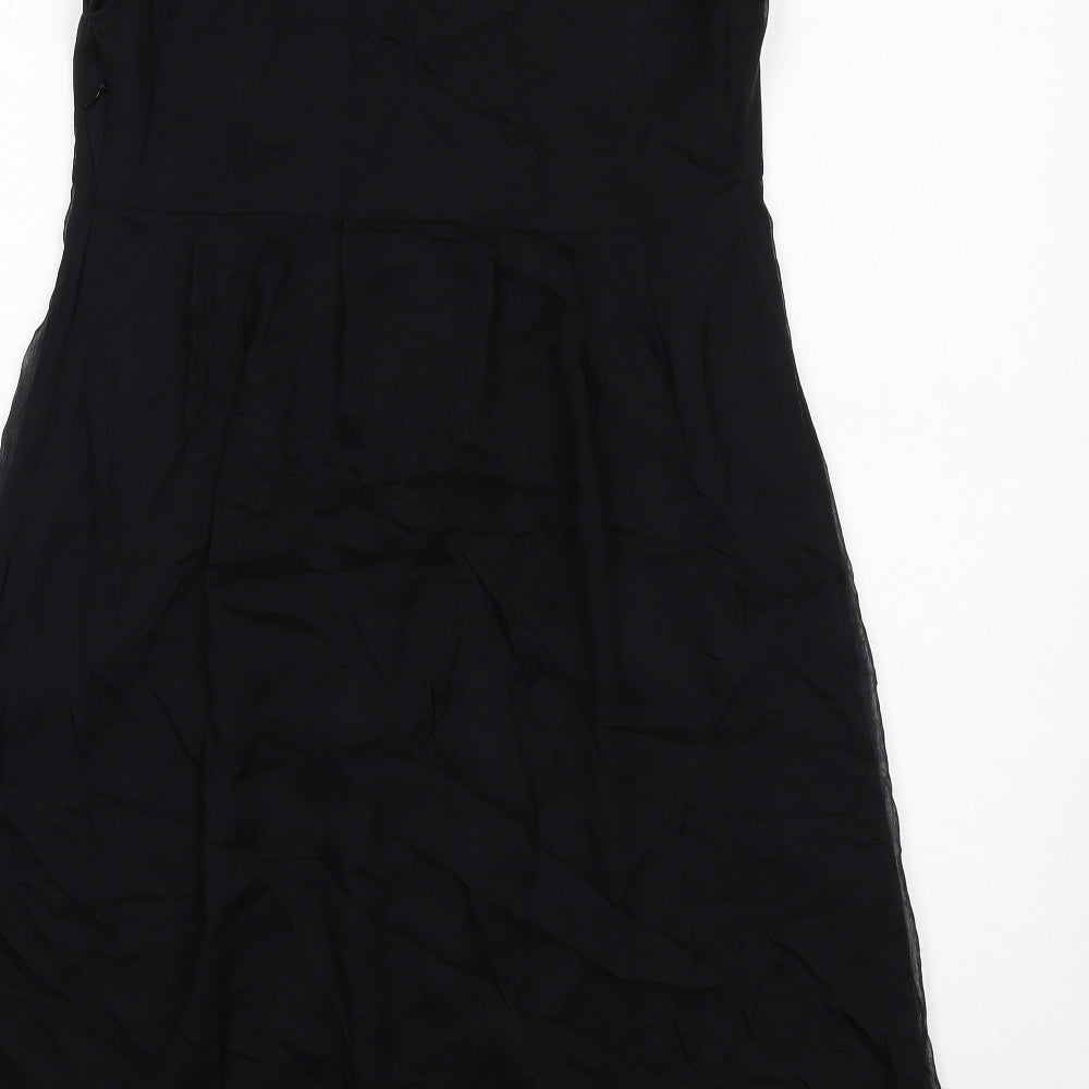Autograph Womens Black Silk Shift Size 10 Round Neck Zip