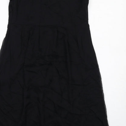 Autograph Womens Black Silk Shift Size 10 Round Neck Zip