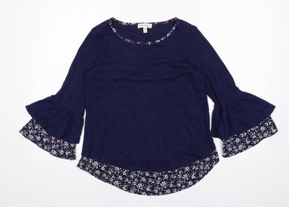 Womens UK Size S Faith And Joy Blue Basic Blouse