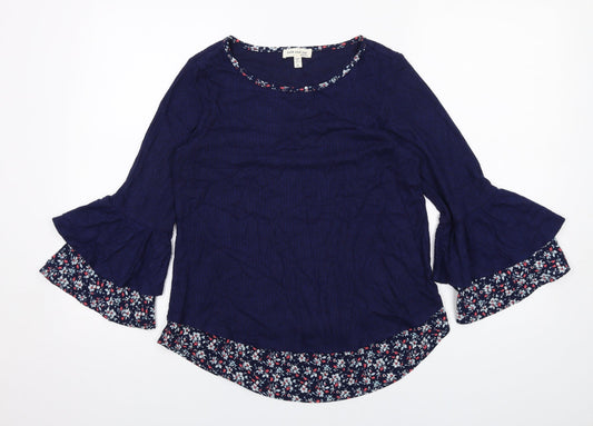 Womens UK Size S Faith And Joy Blue Basic Blouse