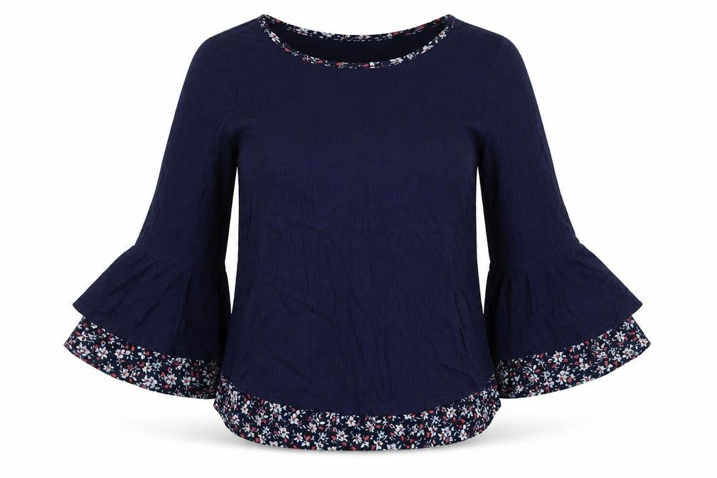 Womens UK Size S Faith And Joy Blue Basic Blouse