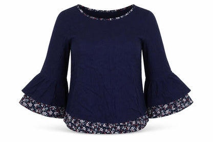 Womens UK Size S Faith And Joy Blue Basic Blouse