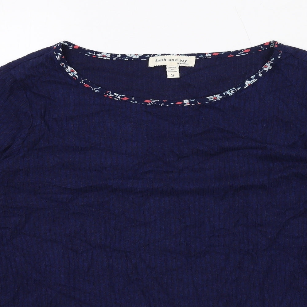 Womens UK Size S Faith And Joy Blue Basic Blouse