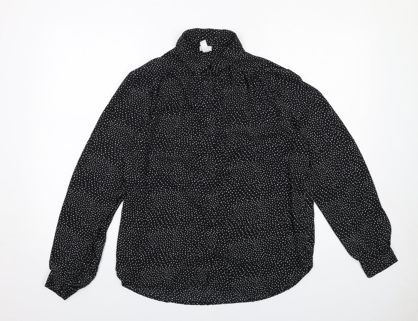 Womens UK Size 12 H&M Black Basic Button-Up