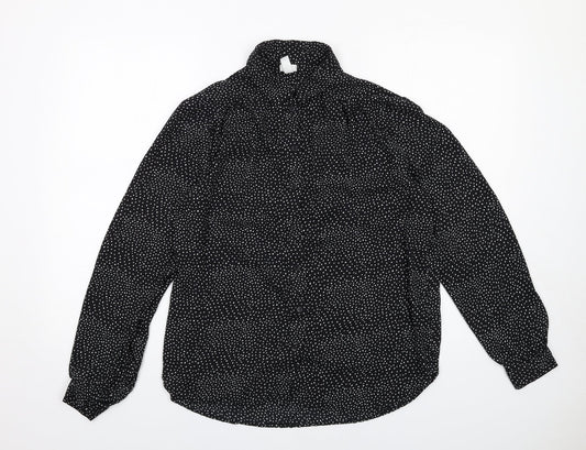 Womens UK Size 12 H&M Black Basic Button-Up