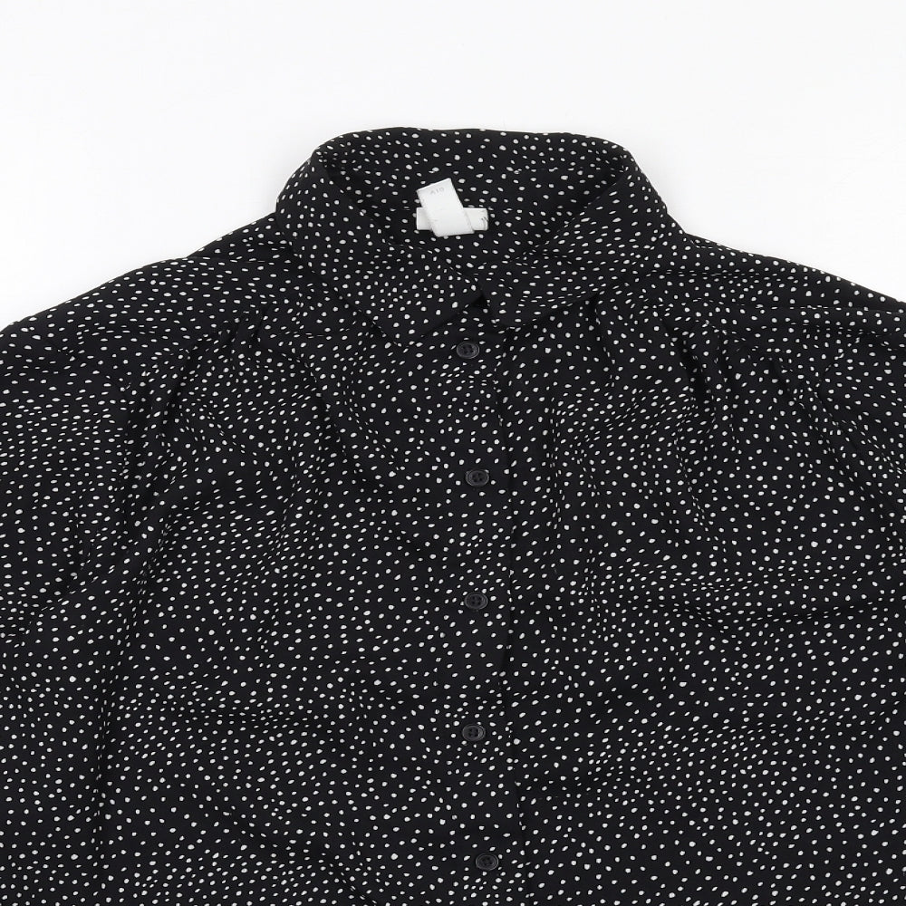 Womens UK Size 12 H&M Black Basic Button-Up