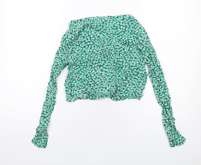 Womens UK Size 10 H&M Green Basic Button-Up