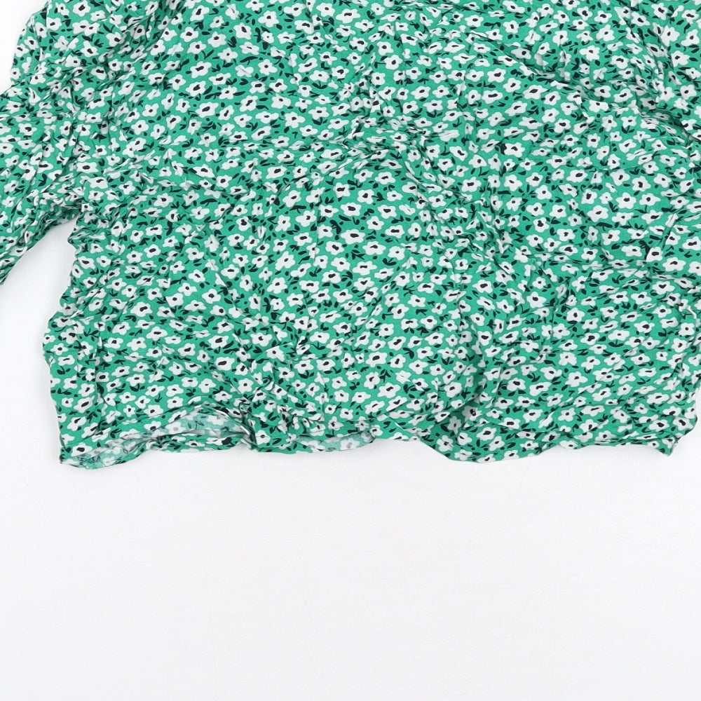 Womens UK Size 10 H&M Green Basic Button-Up