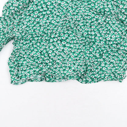 Womens UK Size 10 H&M Green Basic Button-Up