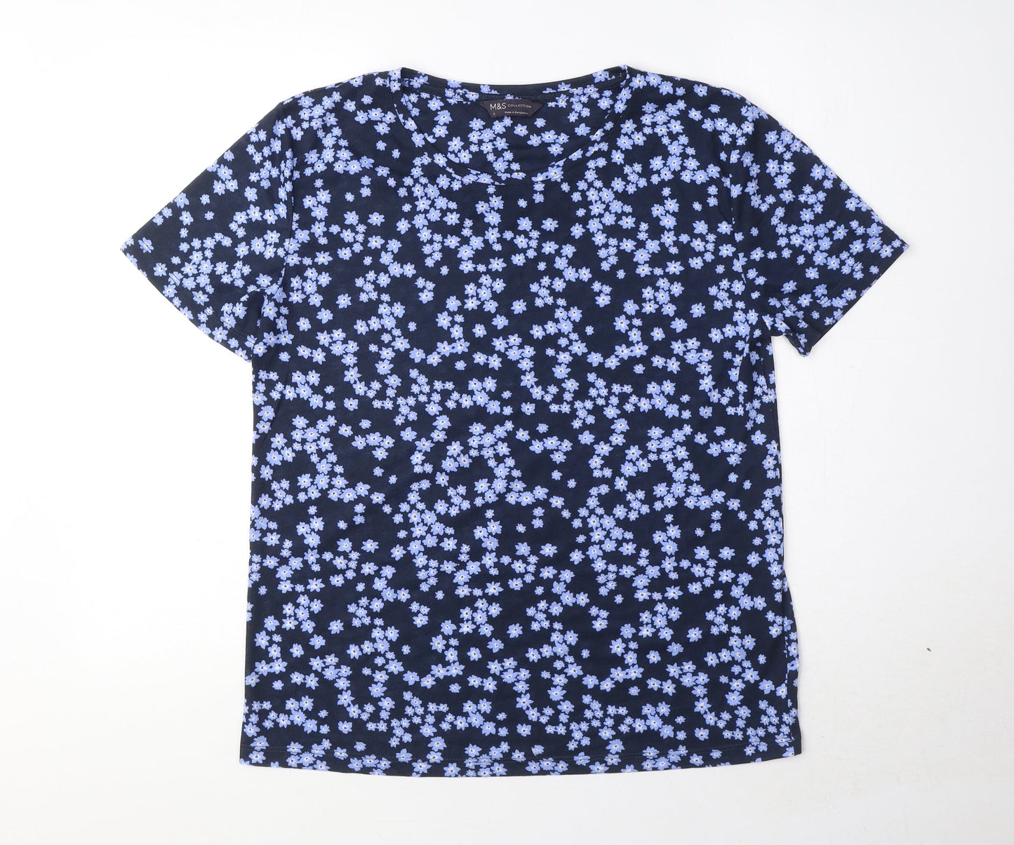 Womens UK Size 8 Marks and Spencer Blue Basic T-Shirt