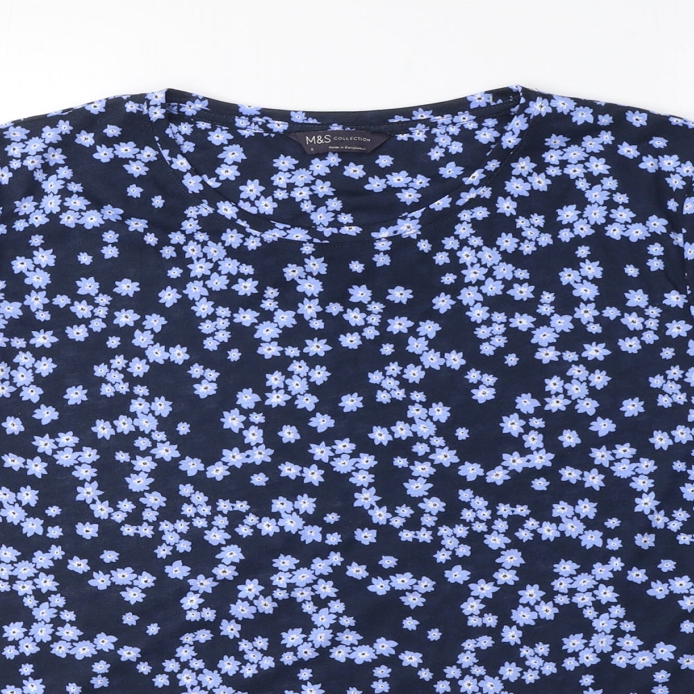 Womens UK Size 8 Marks and Spencer Blue Basic T-Shirt