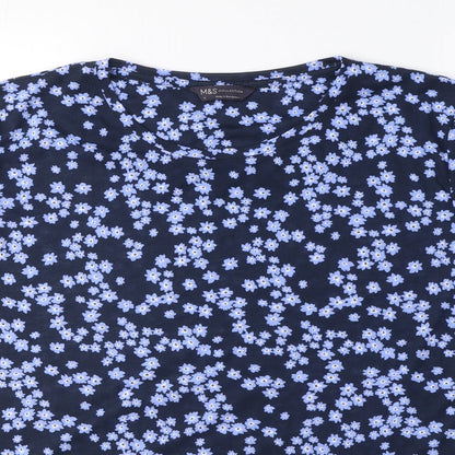 Womens UK Size 8 Marks and Spencer Blue Basic T-Shirt