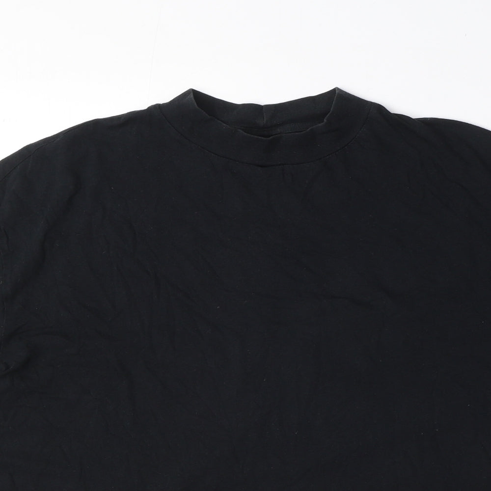 Topshop Womens Black Polyester Basic T-Shirt Size XS Mock Neck - Size XS-S