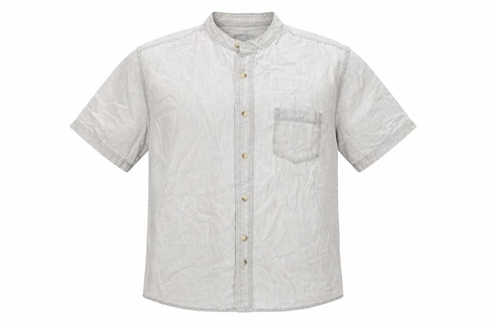 Cotton Traders Mens Grey Cotton Button-Up Size M Round Neck Button