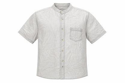 Cotton Traders Mens Grey Cotton Button-Up Size M Round Neck Button