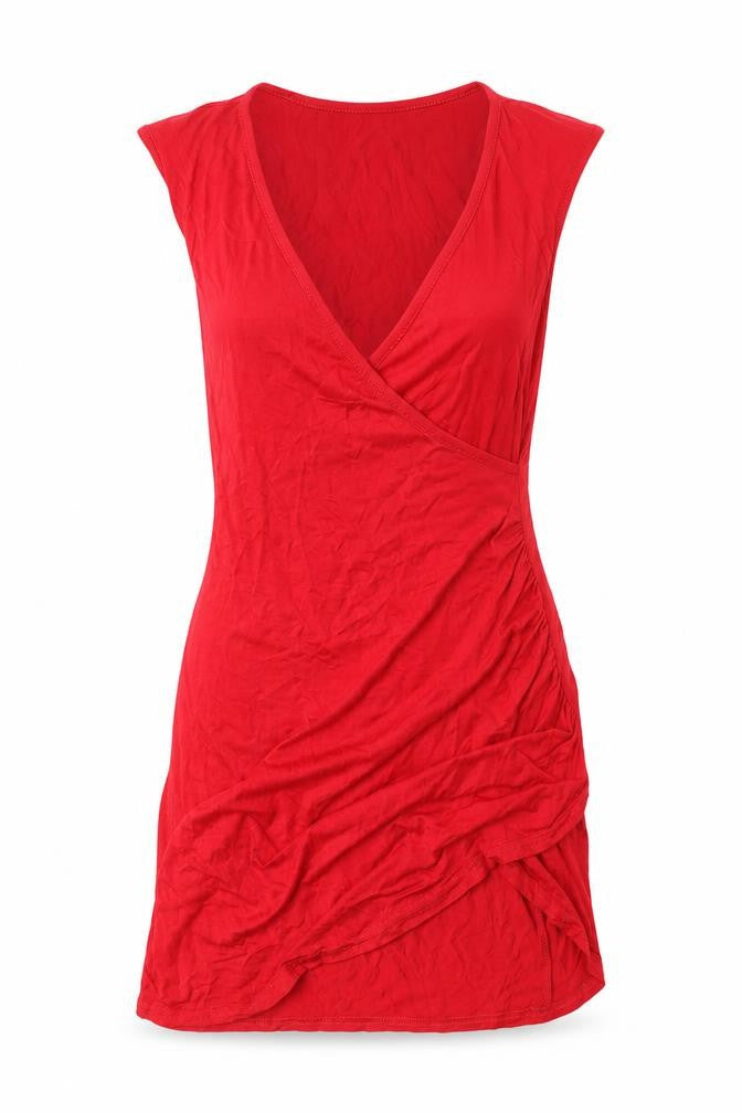 I SAW IT FIRST Womens Red Viscose Mini Size 8 V-Neck Pullover