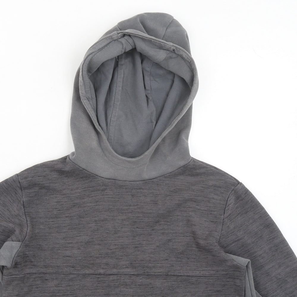 Marks and Spencer Girls Grey Cotton Pullover Hoodie Size 9-10 Years Pullover
