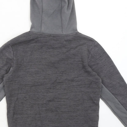 Marks and Spencer Girls Grey Cotton Pullover Hoodie Size 9-10 Years Pullover