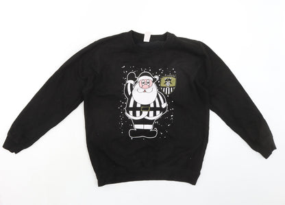 Just Hoods Boys Black Cotton Pullover Sweatshirt Size 12-13 Years Pullover - Hull County FC Santa Claus