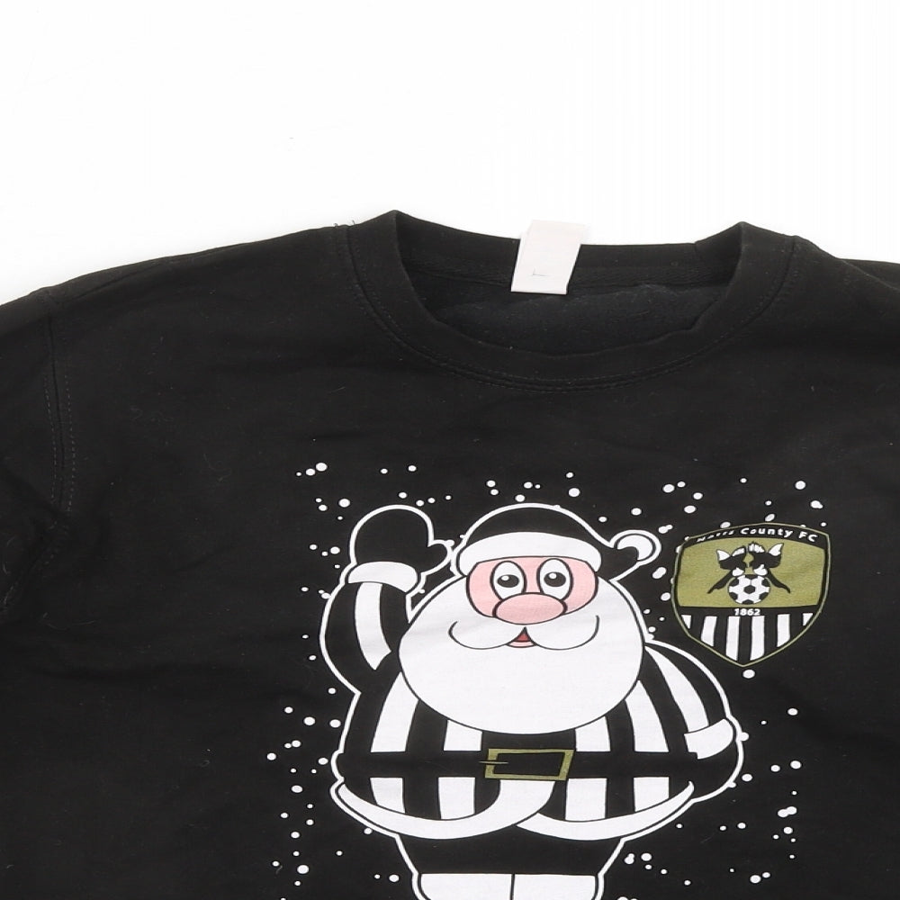 Just Hoods Boys Black Cotton Pullover Sweatshirt Size 12-13 Years Pullover - Hull County FC Santa Claus