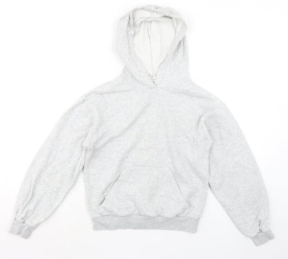 H&M Girls Grey Cotton Pullover Hoodie Size 10 Years Pullover - Age 10-12