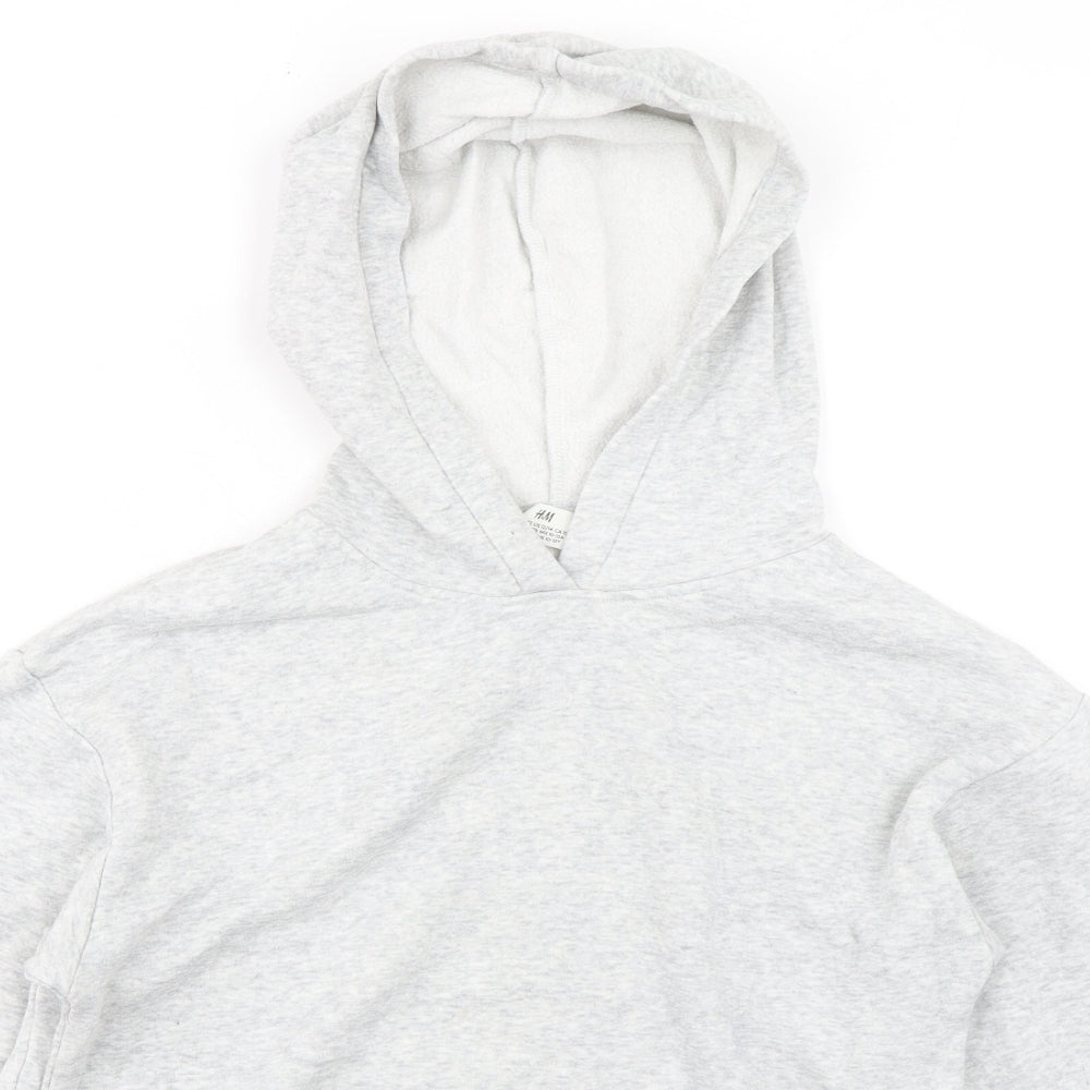 H&M Girls Grey Cotton Pullover Hoodie Size 10 Years Pullover - Age 10-12