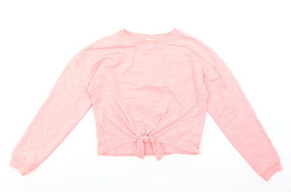 H&M Girls Pink Cotton Pullover Sweatshirt Size 12-13 Years Pullover - Knot Front