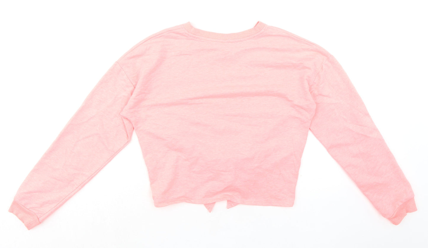 H&M Girls Pink Cotton Pullover Sweatshirt Size 12-13 Years Pullover - Knot Front