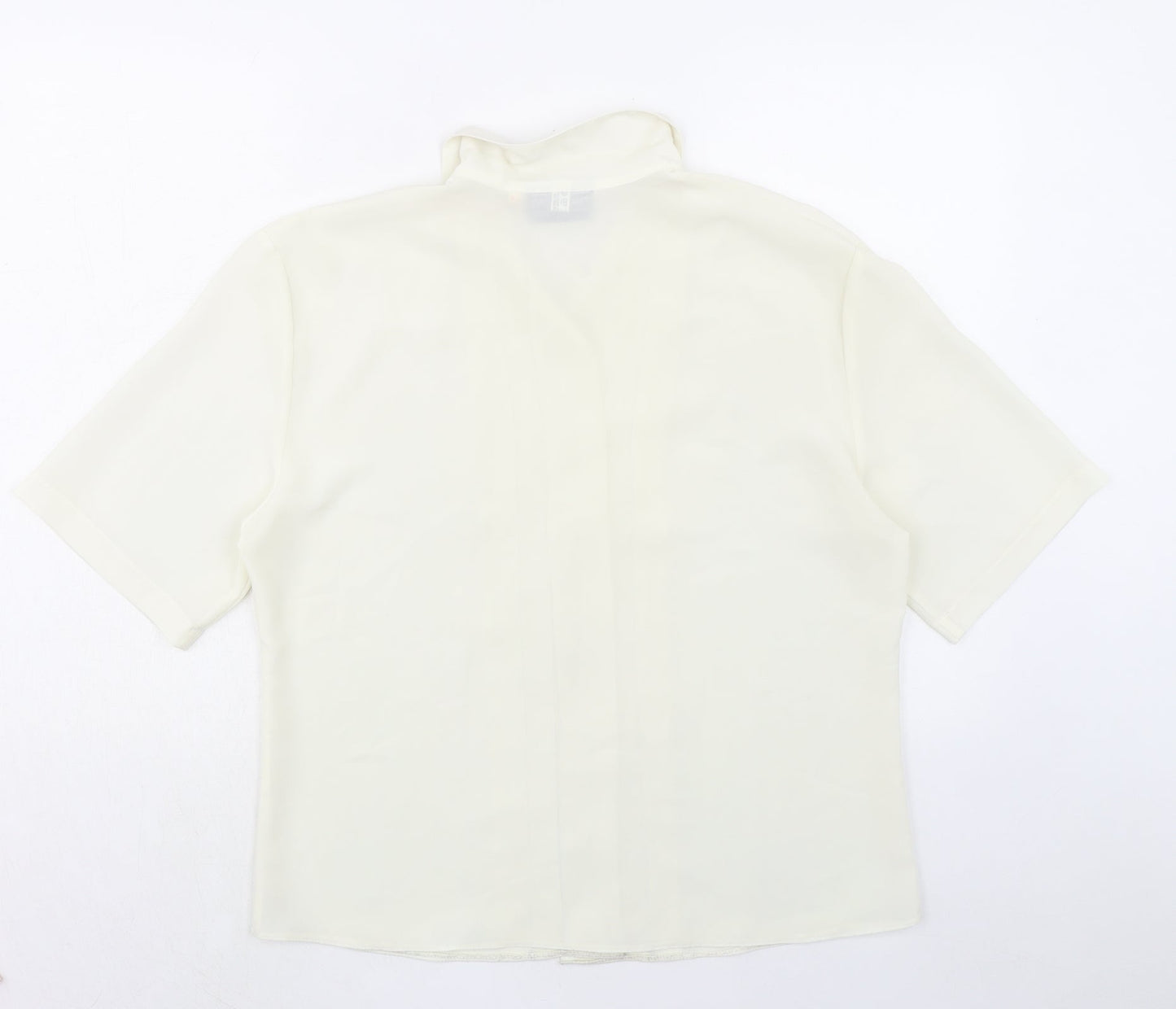 Perceptions Womens Ivory Polyester Basic Button-Up Size 14 Collared
