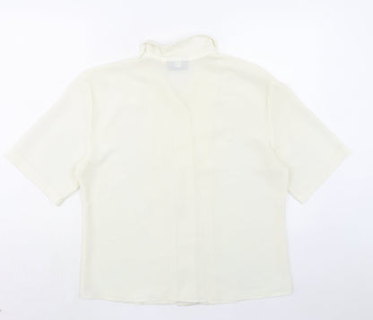 Perceptions Womens Ivory Polyester Basic Button-Up Size 14 Collared