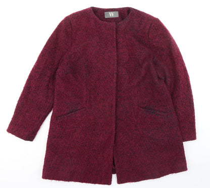 BHS Womens Purple Geometric Overcoat Coat Size 18 Button