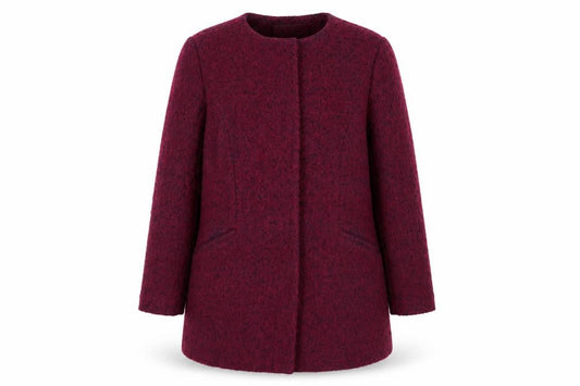 BHS Womens Purple Geometric Overcoat Coat Size 18 Button
