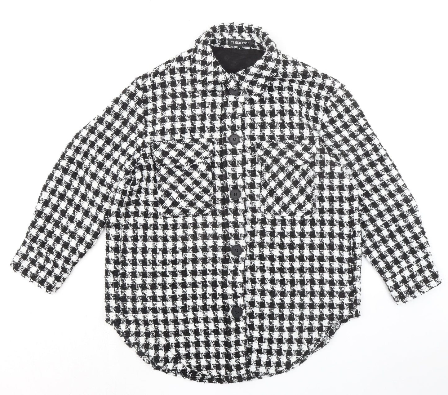 Cameo Rose Womens Black Check Polyester Basic Button-Up Size M Collared