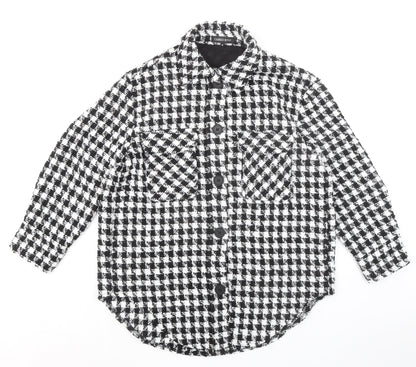 Cameo Rose Womens Black Check Polyester Basic Button-Up Size M Collared