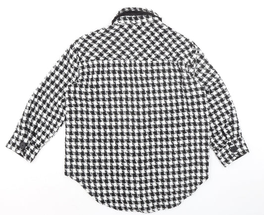 Cameo Rose Womens Black Check Polyester Basic Button-Up Size M Collared