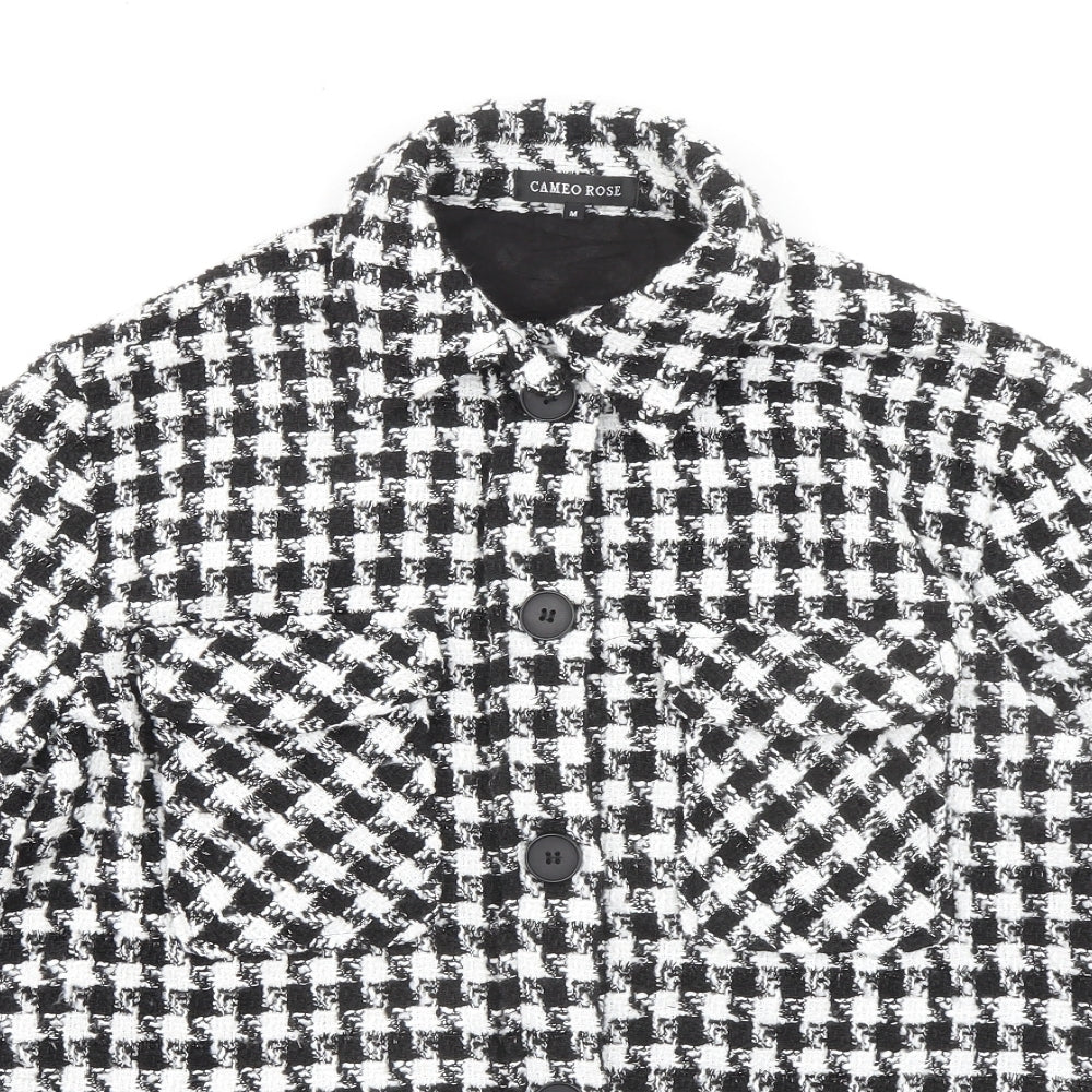 Cameo Rose Womens Black Check Polyester Basic Button-Up Size M Collared