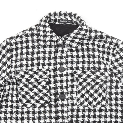 Cameo Rose Womens Black Check Polyester Basic Button-Up Size M Collared