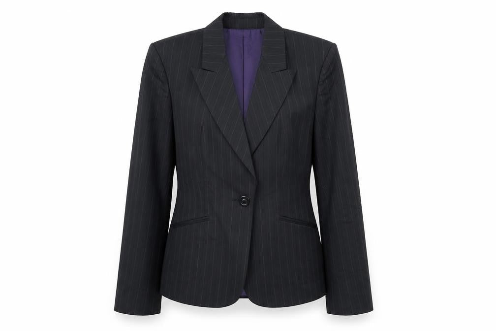 Autograph Womens Black Striped Jacket Blazer Size 14 Button