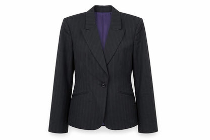 Autograph Womens Black Striped Jacket Blazer Size 14 Button