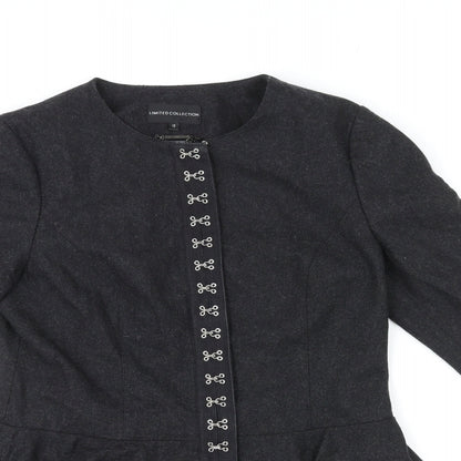 Marks and Spencer Womens Black Jacket Size 12 Zip - Hook & Eye details